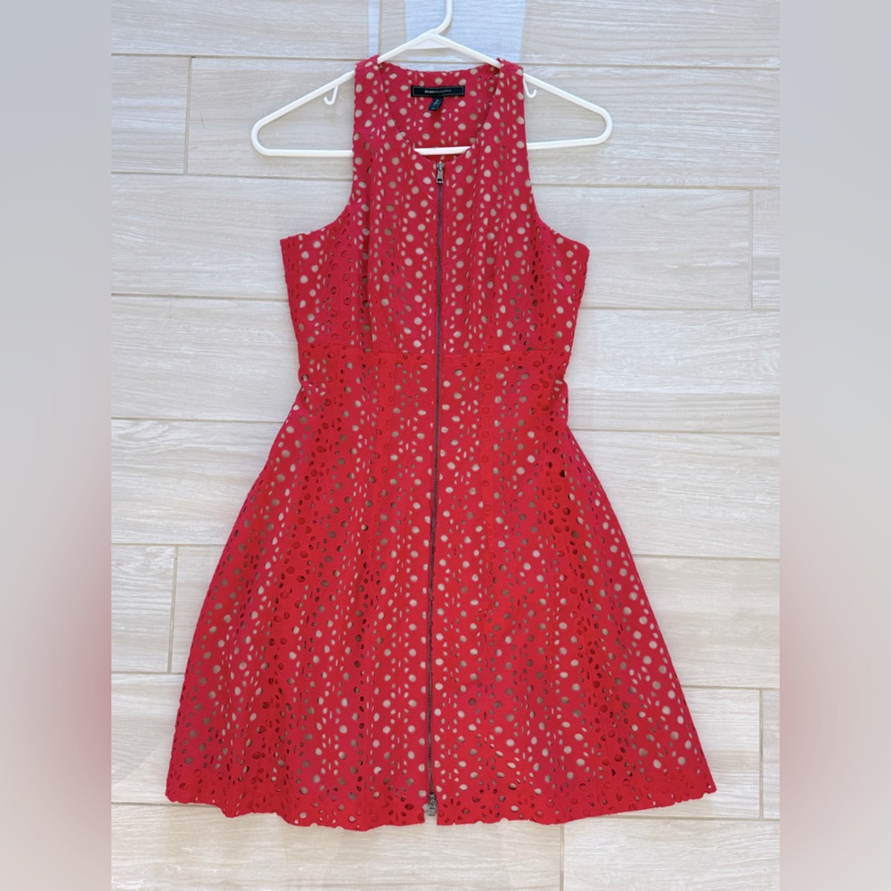BCBG Maxazria red zip front dress